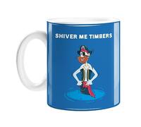 Shiver Me Timbers Mug | Funny Hand Illustrated Pirate Stood in Puddle of Water Coffee Mug, Sail The Seven Seas, Nautical Themed Mug