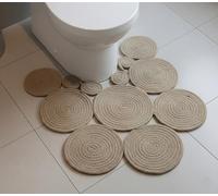 SHIVERO HOMES Boho Jute Bath Mat | Handmade Washable Toilet Rug | Modern Bathroom Rug | Double Sided Woven Boho Bathroom Decor (Beige)