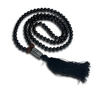 Shivkosha Black Tourmaline Japa Mala - Natural Crystal Mala for Protection, Healing & Spiritual Growth | Reiki Energized Prayer Beads for Yoga, Meditation, Mantra & Chakra Balancing, 108+1, Gemstone
