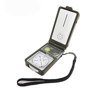 Shiwaki 10 in 1 Outdoor Multifunction Camping Survival Compass With Level,Fire Starter,Whistles,Compass,Ruler,Reflector,LED Flashlight,Magnifier,Thermometer,Hygrometer