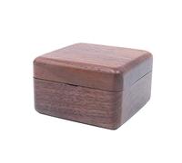 Shiwaki 2.36"x2.36"x1.5"Walnut Wooden Engagement Double Ring Box, Solid Wood Square Double Rings Box for Wedding Ceremony Rings Storage