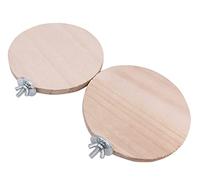 Shiwaki 2 Pack Bird Platform Perch Stand,Natural Wood springboard, Wooden Round Parrot Station Board Wood Platform Stand Rack Suit Cage Accessories Stand Exercise