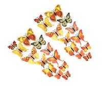 Shiwaki 24pcs 3D simulation three-dimensional butterfly magnet wall sticker decoration refrigerator sticker home decoration(Yellow)