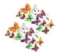 Shiwaki 24pcs 3D simulation three-dimensional butterfly magnet wall sticker decoration refrigerator sticker home decoration(Colorful)