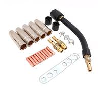 Shiwaki 24PCS Nozzles Contact Tips, Contact Tubes Nozzles/Contact Tip Holders/Retaining Springs/Insulating Sleeves/Wrench/Gooseneck 15AK Set for MIG MAG Welder