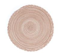 Shiwaki 2PCS,Diameter 15inch Round Braided Placemats,Potholder tea cushion with a rustic atmosphere, Heat Resistant Non-Slip For Home,Restaurants, Bars, Coffee Shops - Brown