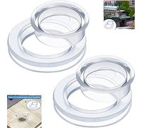Shiwaki 3 Sets 2 Inch Patio Table Umbrella Hole Ring and Cap Set, Standard Size Umbrella Thicker Hole Ring Plug and Cap Set Table Umbrella Hole Ring Cover Set (Transparent)