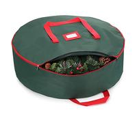 Shiwaki 30in Festival Wreath Storage Bag - Artificial Wreaths, Durable Handles, Dual Zipper & Card Slot, Holiday Tear-Resistant Storage Container 600D Oxford Fabric-Green