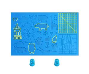 Shiwaki 3D Silicone Pad, 3D Printing Pen Pad, 3D Drawing Pen animal Pattern Silicone Pad(41.5 x 27.5 cm) with 2 Finger Protection Sleeves for Beginners
