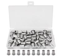 Shiwaki 50 PCS M6 Type Stainless Steel Rivet Nut Flat Head Threaded Insert Rivet Bushing Nutsert M6 Installation Tool for carpentry construction plumbing