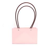 Shiwaki 5pcs Kraft Paper Flower Gift Bags Box Waterproof Brown Paper Carrier with Handle Tote for Birthday Wedding Party Favors - Pink