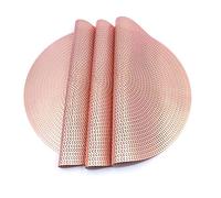 Shiwaki Set of 4 Round placemat,diameter of 15 inch, Non-slip, Washable, PVC Table Mats, Tear-Proof, Heat Resistant, Dirt Repellent Placemat - Rose Golden