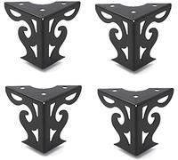 Shiwaki Set of 4pcs 3-Inch Height Hollow Out Modern Furniture Legs Matte Black Finish for Sofa Table Cabinet Cupboard Bed
