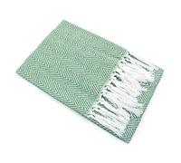 Shiwaki Tea Towels Hand Towels Set of 2, Cotton, 15x24 Inches Wavy Stripes Towel With Tassel for Hand, Face, Hair, Gym, Yoga, Tea, Dishcloth, Kitchen and Bath - Green