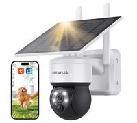 SHIWOJIA 2K 3MP Wireless Solar WiFi Surveillance Camera, Tuya Smart Solar Camera, 360° PTZ, Night Vision Colour, Two-Way Audio, PIR Siren, IP65