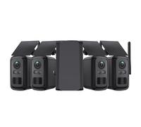 SHIWOJIA 4 Kit Camara WiFi Watch with Home Hub, Halow WiFi Camara Exterior Solar, Visión Nocturna, Audio Bidireccional, Detección de Movimiento PIR, Sin Costo Mensual