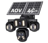 SHIWOJIA 4G AOV Solar Camera 【Five Lens】 20100 mAh Outdoor Wireless CCTV Camera, 10X Zoom, 20MP HD Human Detection, Battery Stand-alone 24/7 Continuous Recording, Color Night Vision, IP66