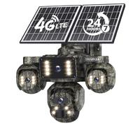 SHIWOJIA 4G AOV Solar Camera 【Four Lens】 20100 mAh Outdoor Wireless CCTV Camera, 20MP HD Human Detection, Battery Stand-alone 24/7 Continuous Recording, Color Night Vision, IP66, For Camping, Forest