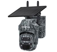 SHIWOJIA 4G Outdoor Solar Hunting Camera with SIM Card, 12X Hybrid Zoom 360° PTZ Wireless Bidirectional Audio, PIR Detection, Night Vision, Waterproof IP66