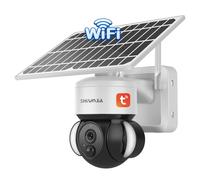 SHIWOJIA Outdoor Wi-fi Camera with Solar Panel, 2K PTZ 360° Surveillance Camera with Rechargeable Batteries, PIR Motion Detection, 2-Way Audio, TUYA and Smart Life Camera
