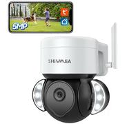 SHIWOJIA Outdoor Wireless WiFi Surveillance Camera, 2.5K 5MP PTZ Camera Outdoor WiFi, Human Detection Two Way Audio, Tuya Smart Life Camera, IP66 Waterproof