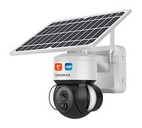 SHIWOJIA Security Camera Outdoor Wireless Solar WiFi Surveillance Camera for Home Security, TUYA Courtyard Floodlight Camera with PIR Motion Detection, 2-Way Audio, IP65, Cloud/SD Slot