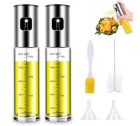 ShiWuYou 2 Pcs 100ml Glass Oil Sprayer for Cooking, Baking, Grilling, BBQ with Ergonomically Designed Non-Slip Press Handle