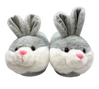 SHIXIAOSHU Cute bunny slippers, autumn and winter indoor warm and comfortable plush slippers (Grey, adult, women, numeric_9, numeric_10, medium)