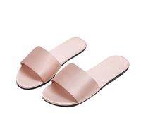 SHIXIAOSHU Women's Satin Slippers Summer Indoor Breathable Flat Comfortable Sandals Slippers (Pink, adult, women, numeric_4, numeric, uk_footwear_size_system, medium)