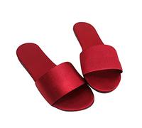 SHIXIAOSHU Women's Satin Slippers Summer Indoor Breathable Flat Comfortable Sandals Slippers (Red, adult, women, numeric_4, numeric, uk_footwear_size_system, medium)