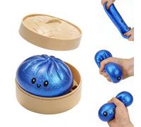 Shixiuminy 2026 New Glitter Dumpling, Giant Dumpling Squishy, Jumbo Squishy Toy with Steamer Box, Cute Anxiety Relief Fidget Toy, Soft Squeeze Decompression Dough for Adults Teens (blue)