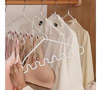 shixuanzhi Clothes Hangers, Pack of 12, Rubber Coated, Durable with Heavy Clothing, Hanger with Non-Slip Groove for Coats, for Bras, Braces, Vests, Ties, Swimwear (12, White)