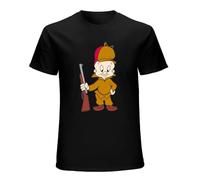 SHIXUED Men's Elmer Fudd Cotton T-Shirt Black M