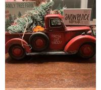SHIYAN Farm Truck Centerpiece - Vintage Red Pickup with Christmas Trees for Home Decor