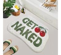 SHIYUE Get Naked Bath Mat Green Cute Funny Bathroom Rug, Soft Absorbent Water Non Slip, Superior Washable Microfiber Cool Shower Preppy Decor Rug (Cherry 18"x26")