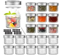 SHiZAK Mini Mason Jars 120 ml 4 oz - 20 Pack, Regular Mouth Mason Jar with Lids and Seal Pats, Small Glass Cannings Jar for Spice, Jam, Honey, Jelly, Dessert, Shower Wedding Favors, DIY Decor