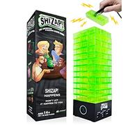 ShiZap! The Energized Stacking Block Game - Electric Shocking Light Up Tumble Tower - Family-Friendly Party Games for Teens and Adults