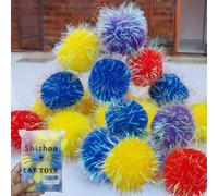 Shizhoo 20 Pieces Sparkle Pom Pom Balls for Cat - Interactive Glitter Balls, Multicolor, Size of 1.6 inches, Best as Kitten Play Toys