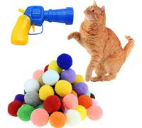 Shizhoo 31 Pcs Cat Toy Ball Launcher Gun,Cat Fetch Toy Gun Shooter, Plush Ball Shooting Gun with 30Pcs Pom Pom Balls, Funny & Fuzzy Toys Interactive for Indoor Cats (3.0 CM with Ball Gun)