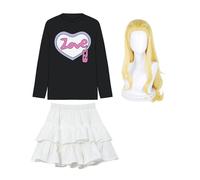 Shizuka Kuze Cosplay Costume Marina Kirarazaka Cosplay Outfit White T-shirt Cake Skirt or Shorts Role Play Full Set Anime Cosplays Outfit Halloween Carnival Party Dress Up Suit for Women Men