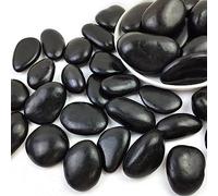 SHIZWU Black Garden Pebbles 40-60mm, 4.5kg High Polished Decorative Stones for Plants, Vases, Aquascaping and Indoor Outdoor Decor