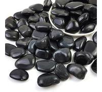SHIZWU Black Pebbles for Garden, Decorative Stones for Plant Pots, Vase Fillers, Aquarium, Fish Tank (20-40mm, 9.1kg)