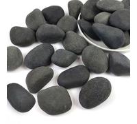 SHIZWU Pebbles, 40-60mm 9.1kg Decorative Stones for Plant Pots, Fish Tank, Driveway and Landscaping (Black)