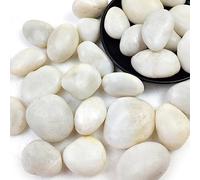SHIZWU White Garden Pebbles 40-60mm, 1.8kg High Polished Decorative Stones for Plants, Vases, Aquascaping and Indoor Outdoor Decor