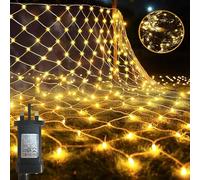 SHJKBST Net Lights,LED Outdoor Indoor Mesh Fairy Lights Plug in, Waterproof String Lights with 8 Light Modes Lamp for Christmas Tree/Window/Party/Bushes/Garden Decoration Warm White Light (3m*2m)