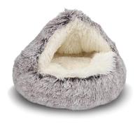SHJOEE Fluffy Cat Dog Bed Shell Shape Warm Pet Bed Washable Pet Sofa Plush Faux Fur Non-Slip Kitten Puppy Basket Winter Indoor Cushion Cosy Dogs Cats Sleeping Place (coffee, 65x65cm)