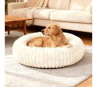 SHJOEE Fluffy Pet Bed Donut Dog Bed Calming Round Cat Bed Soft Pet Cushion with Non-Slip Bottom Washable Puppy Bed Doughnut Cushion Warming Pet Bed for Small Medium Dogs Cats and other Animals
