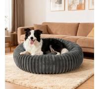 SHJOEE Fluffy Pet Bed Donut Dog Bed Calming Round Cat Bed Soft Pet Cushion with Non-Slip Bottom Washable Puppy Bed Doughnut Cushion Warming Pet Bed for Small Medium Dogs Cats and other Animals