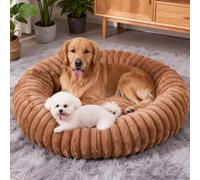 SHJOEE Pet Bed Cat Bed Dog Round Soft Plush Bed Non-slip Washable Cushion for Cats and Small Medium Dogs (Brown, 60 cm)