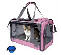 SHJOEE Soft Sided Cat/Dog/Pet/Puppy Carrier Bag Portable Pets Transport Carrier Foldable Travel Bag With Shoulder Strap & Removable Mat for Cats Kitten Puppy for Car Travel,Bus, Subway,Picnic,Hiking